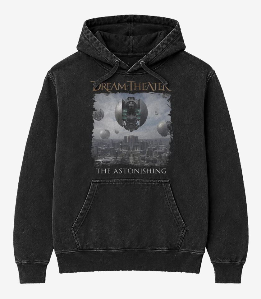 Poleron Canguro Acid Wash Negro de DT The Astonishing