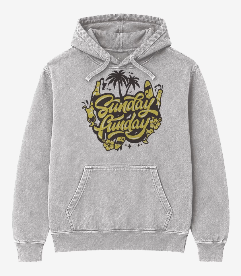 Poleron Canguro Acid Wash Gris Melange de Sunday