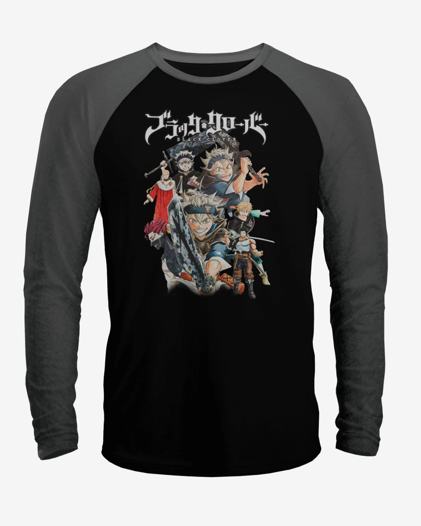 Polera Raglan Negro / Negro Heather de Black clover