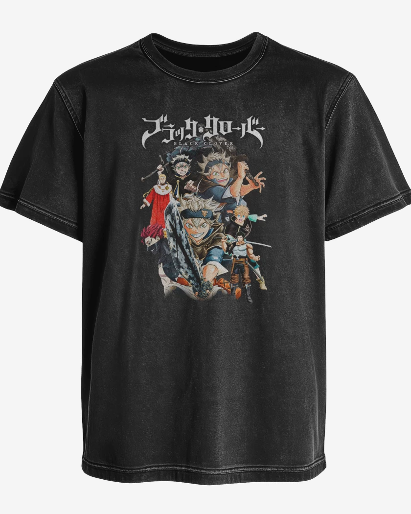 Polera desgastada Negro de Black clover