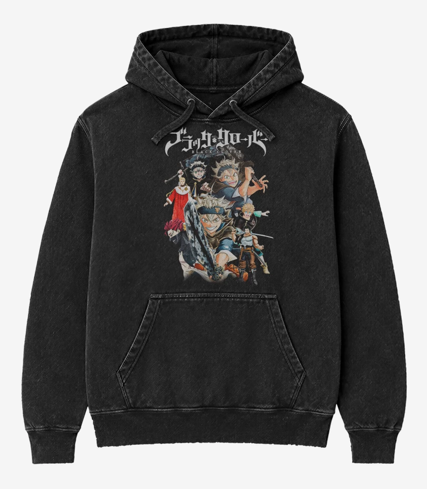 Poleron Canguro Acid Wash Negro de Black clover