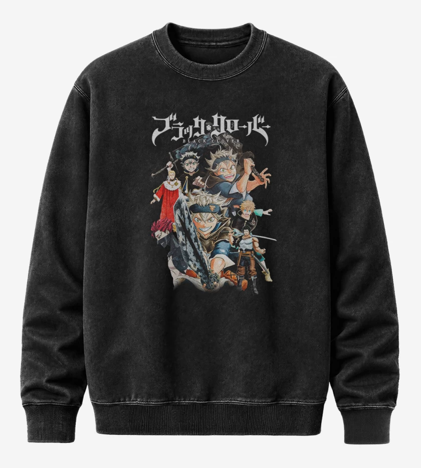 Poleron Polo Acid Wash Negro de Black clover