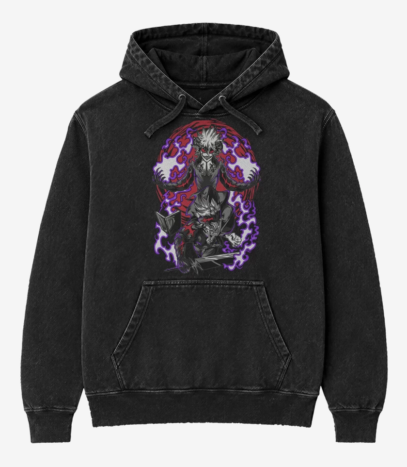 Poleron Canguro Acid Wash Negro de Devil Union  Black clover
