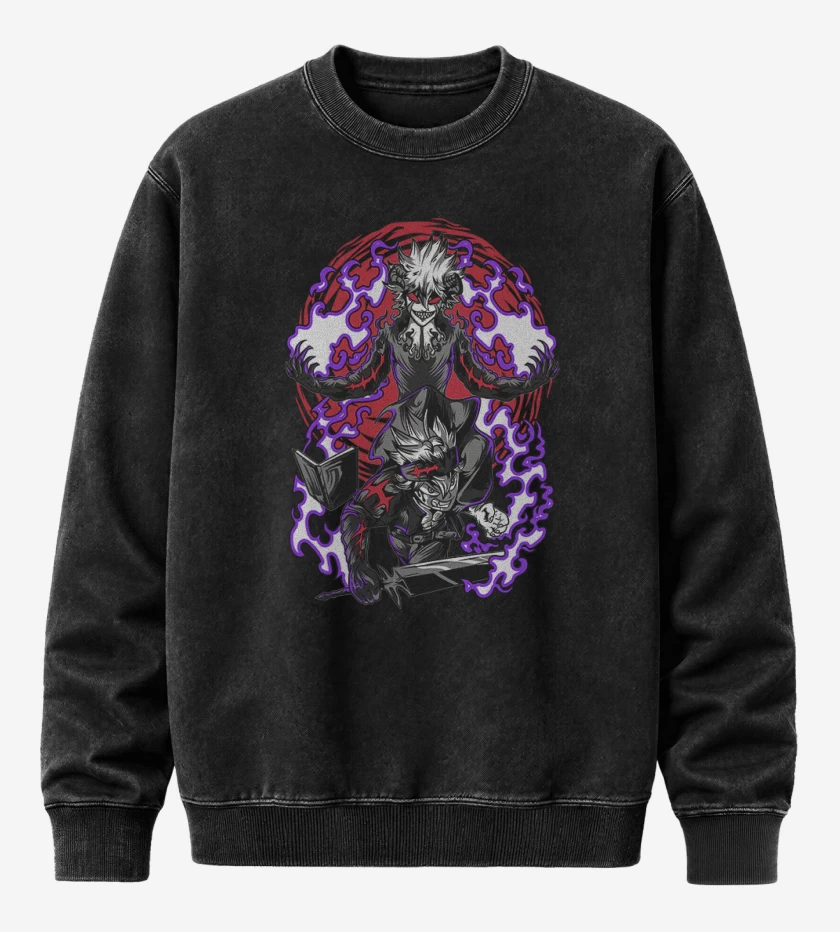 Poleron Polo Acid Wash Negro de Devil Union  Black clover
