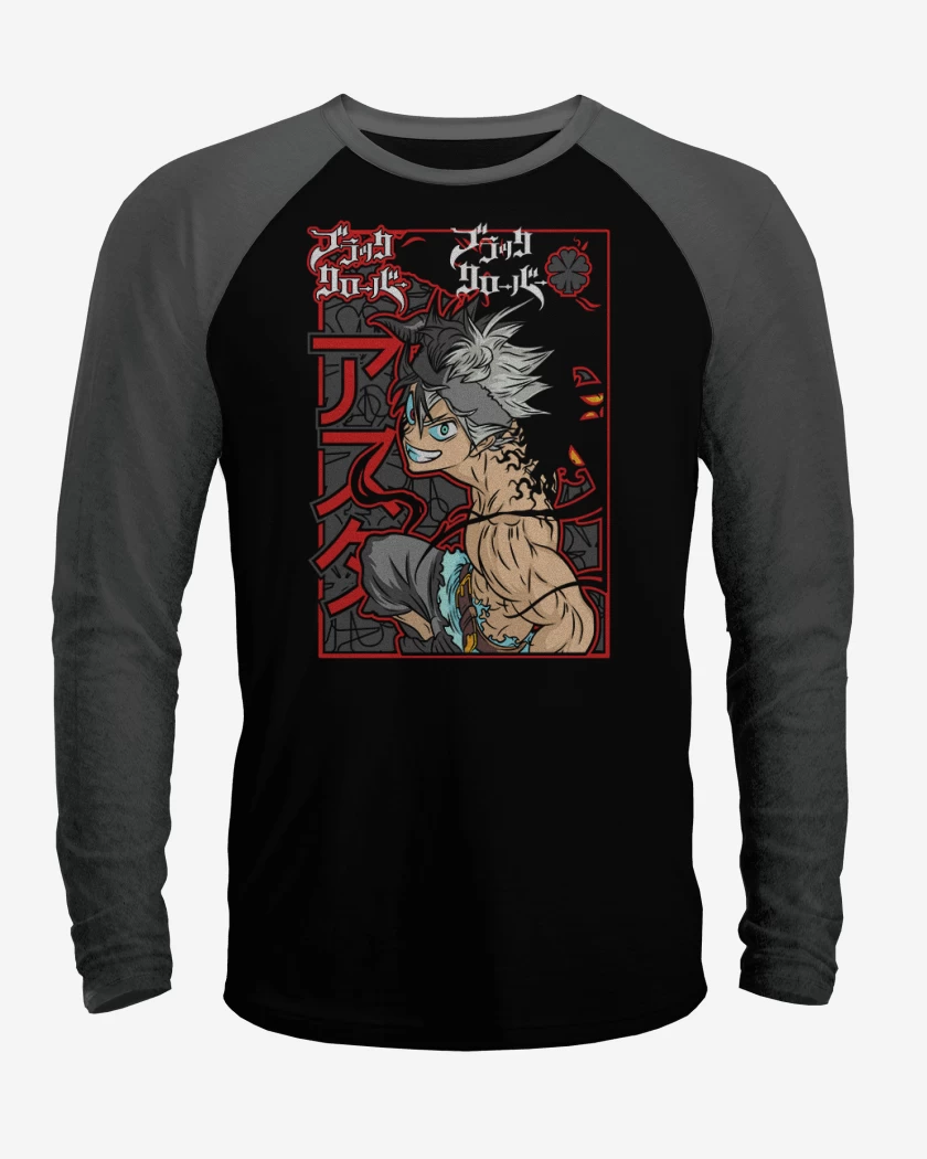 Polera Raglan Negro / Negro Heather de Asta
