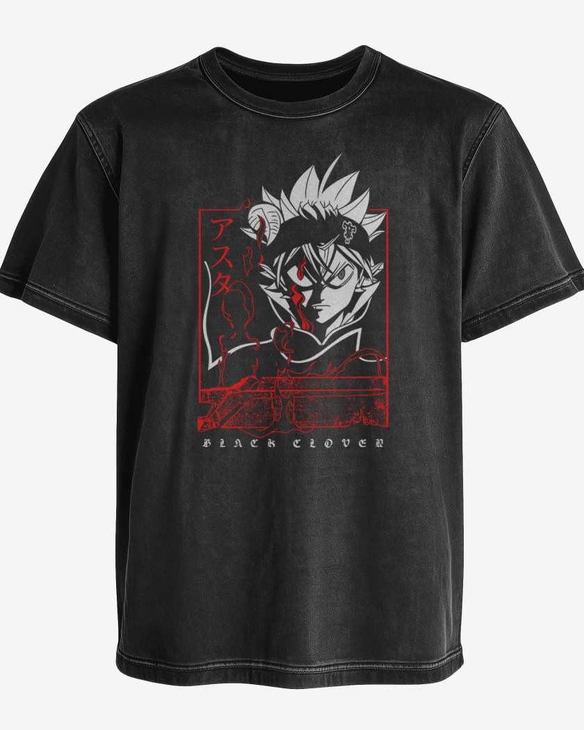 Polera desgastada Negro de Asta black clover