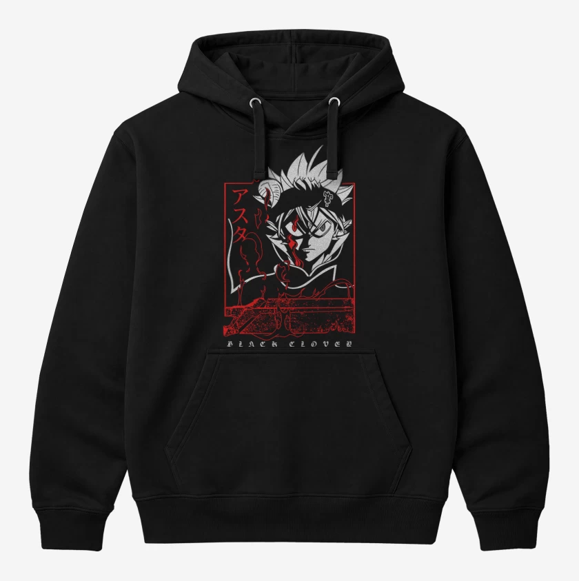 Polerón Canguro Negro de Asta black clover
