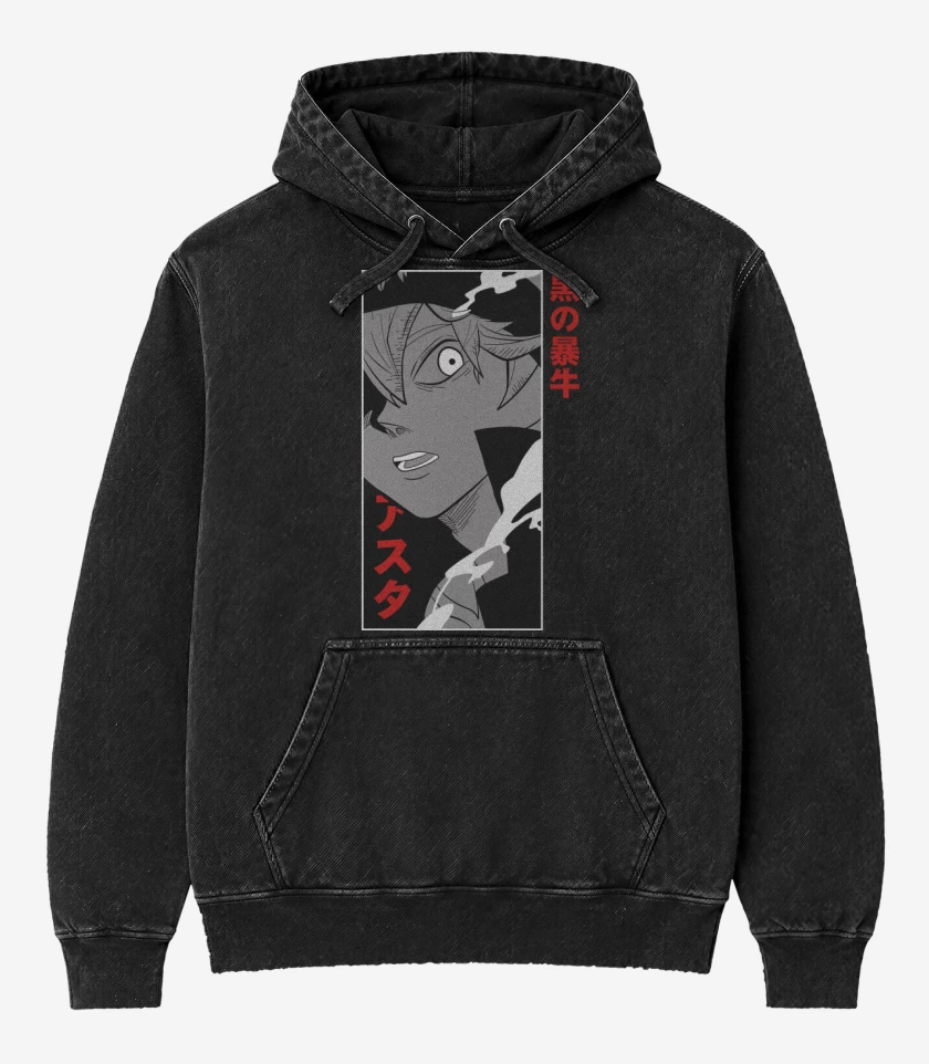 Poleron Canguro Acid Wash Negro de Asta 3