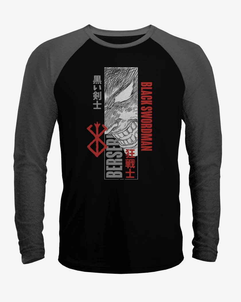 Polera Raglan Negro / Negro Heather de Black Swordman