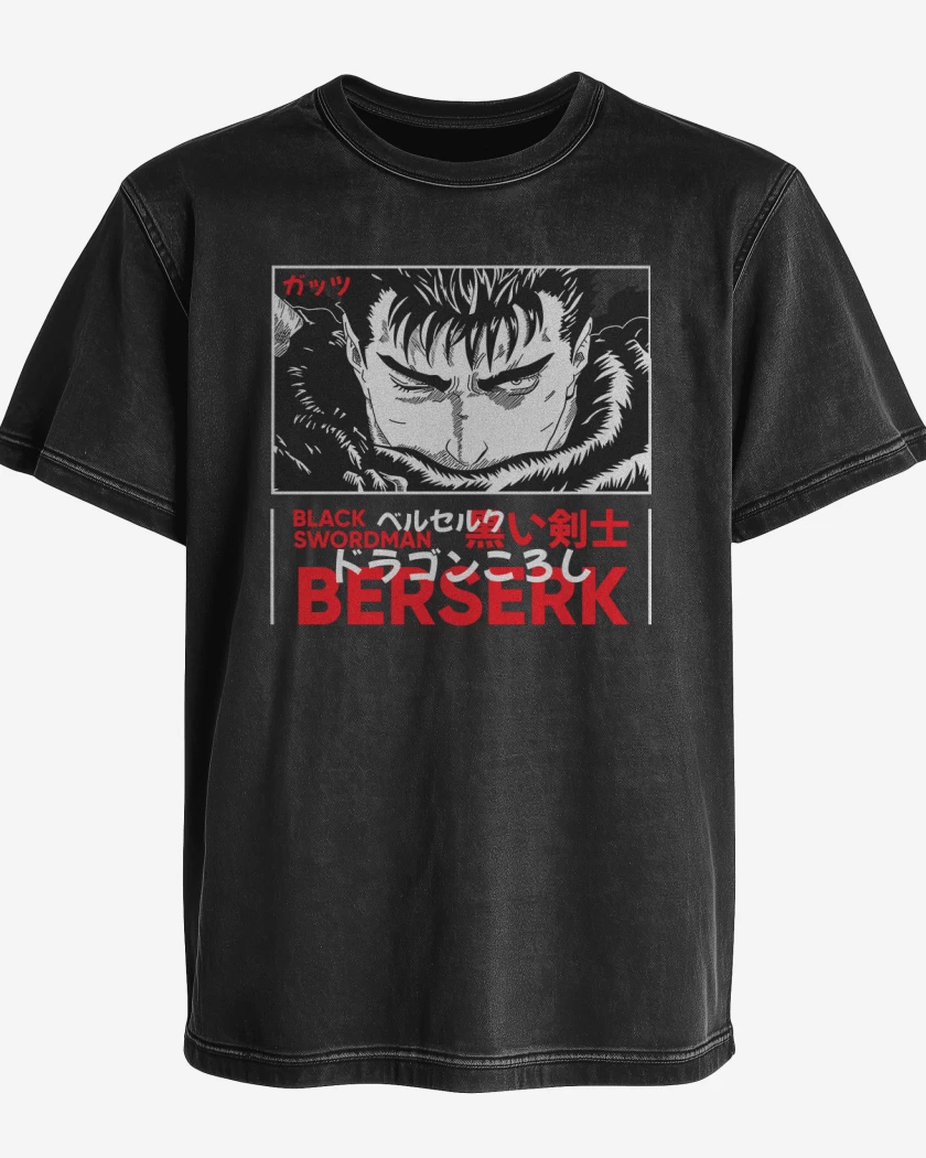 Polera desgastada Negro de Black swordman Berserk