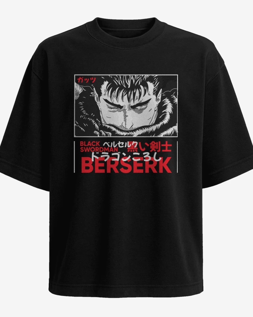 Polera Oversize Negro de Black swordman Berserk