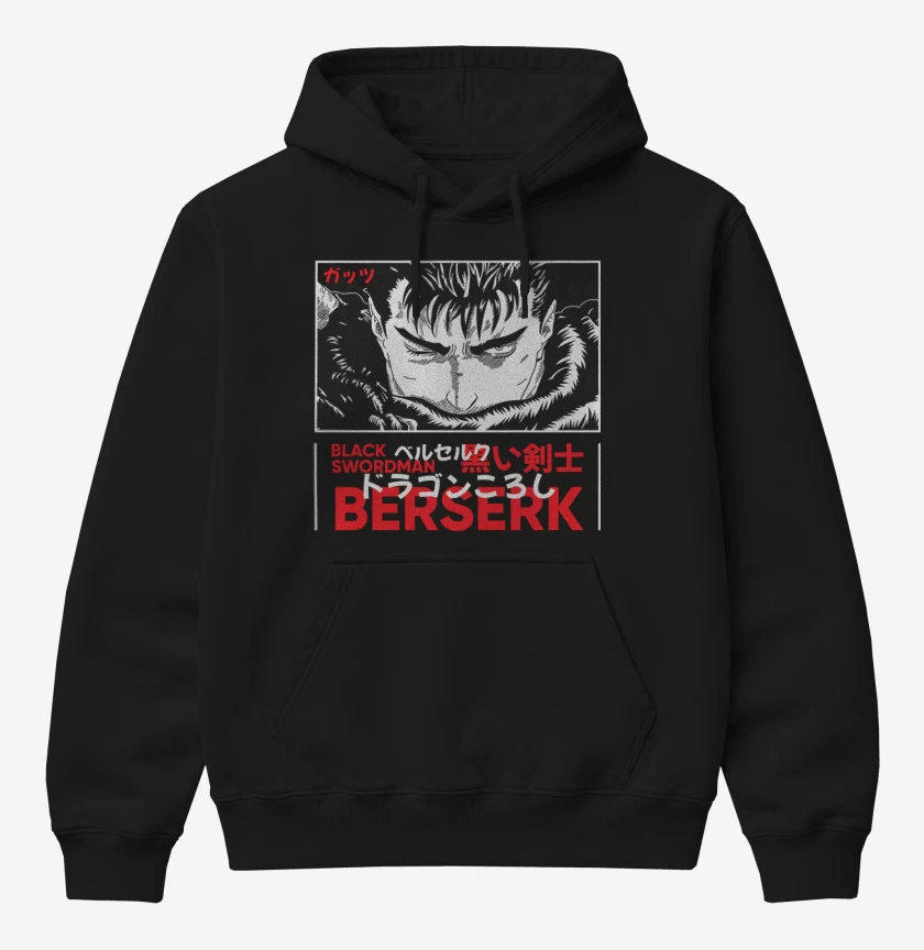 Poleron Canguro básico Black swordman Berserk