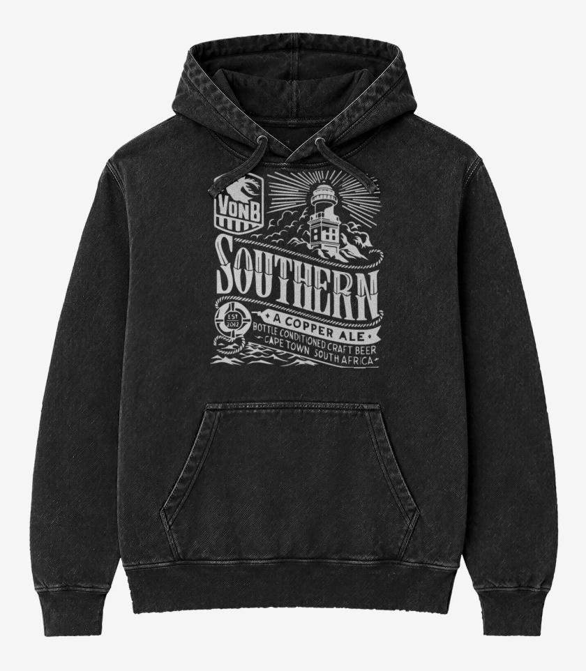 Poleron Canguro Acid Wash Negro de Southern