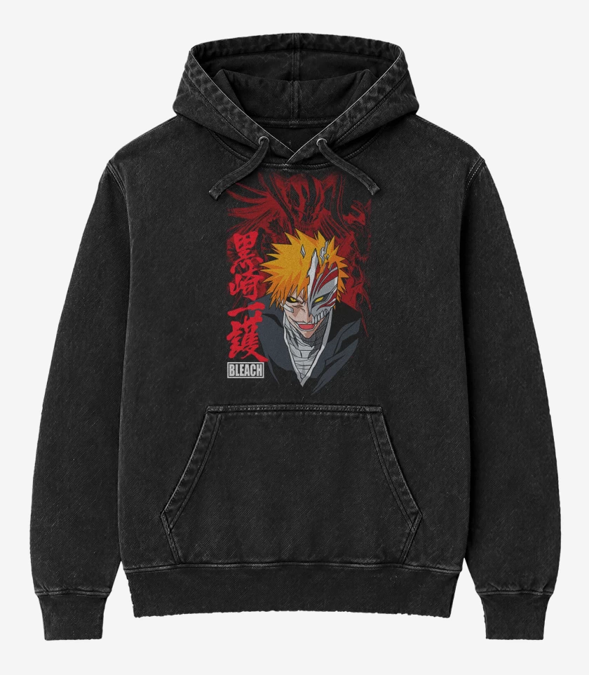 Poleron Canguro Acid Wash Negro de bleach 2