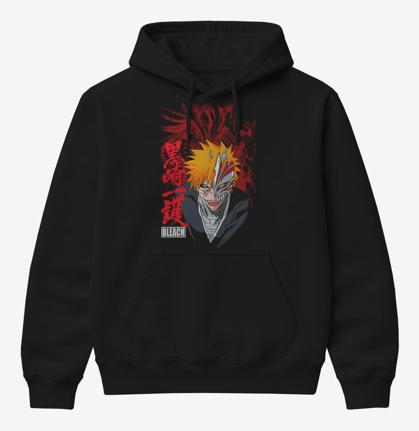 Poleron Canguro básico Negro de bleach 2