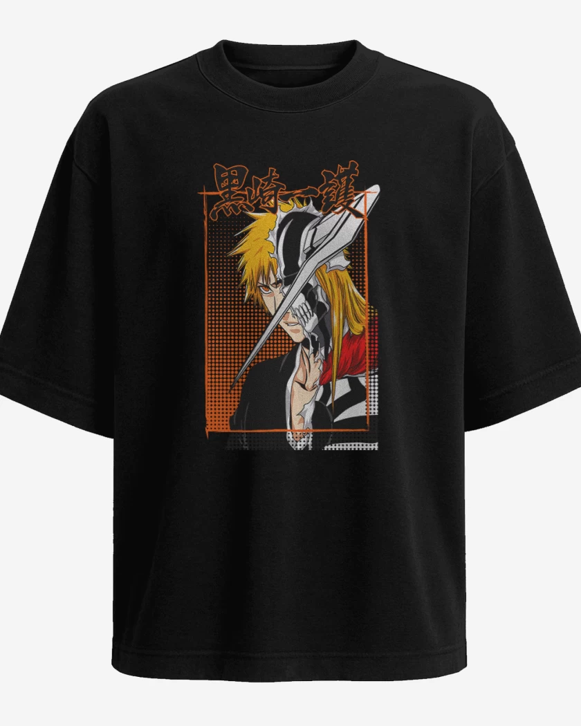 Polera Oversize Negro de Bleach 3