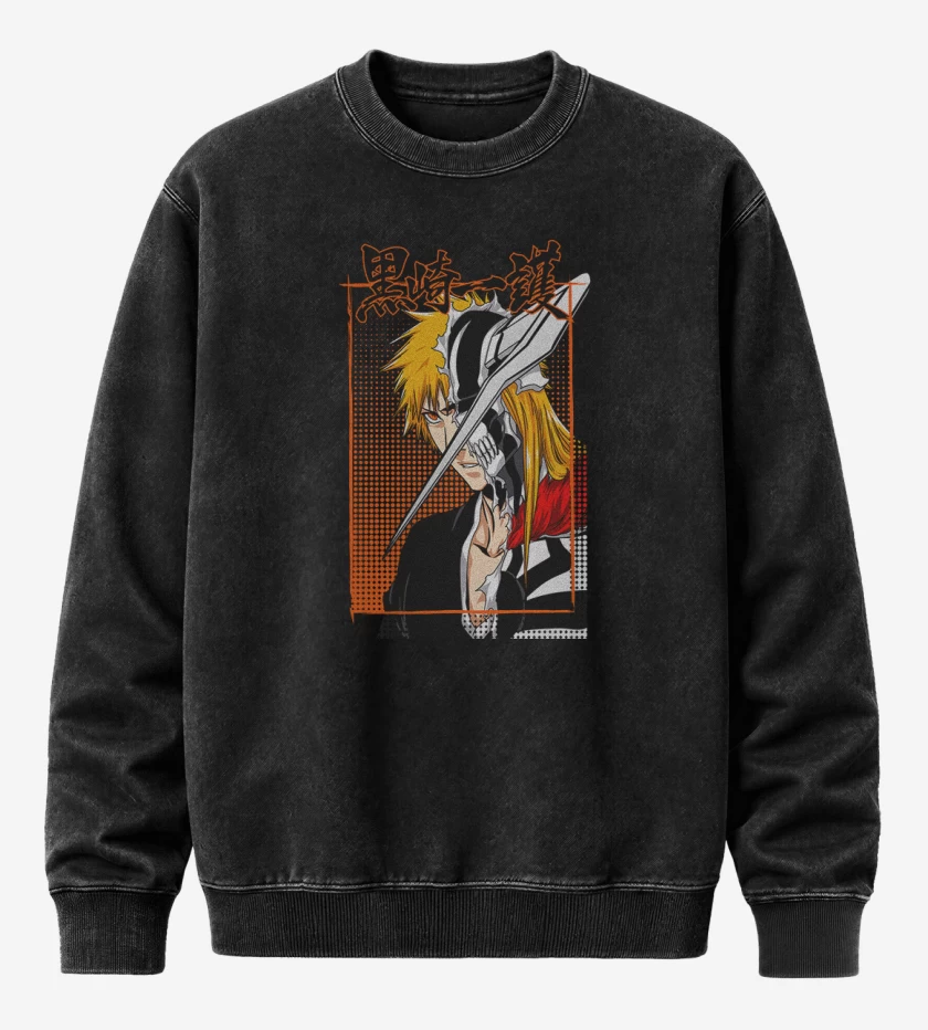 Poleron Polo Acid Wash Negro de Bleach 3