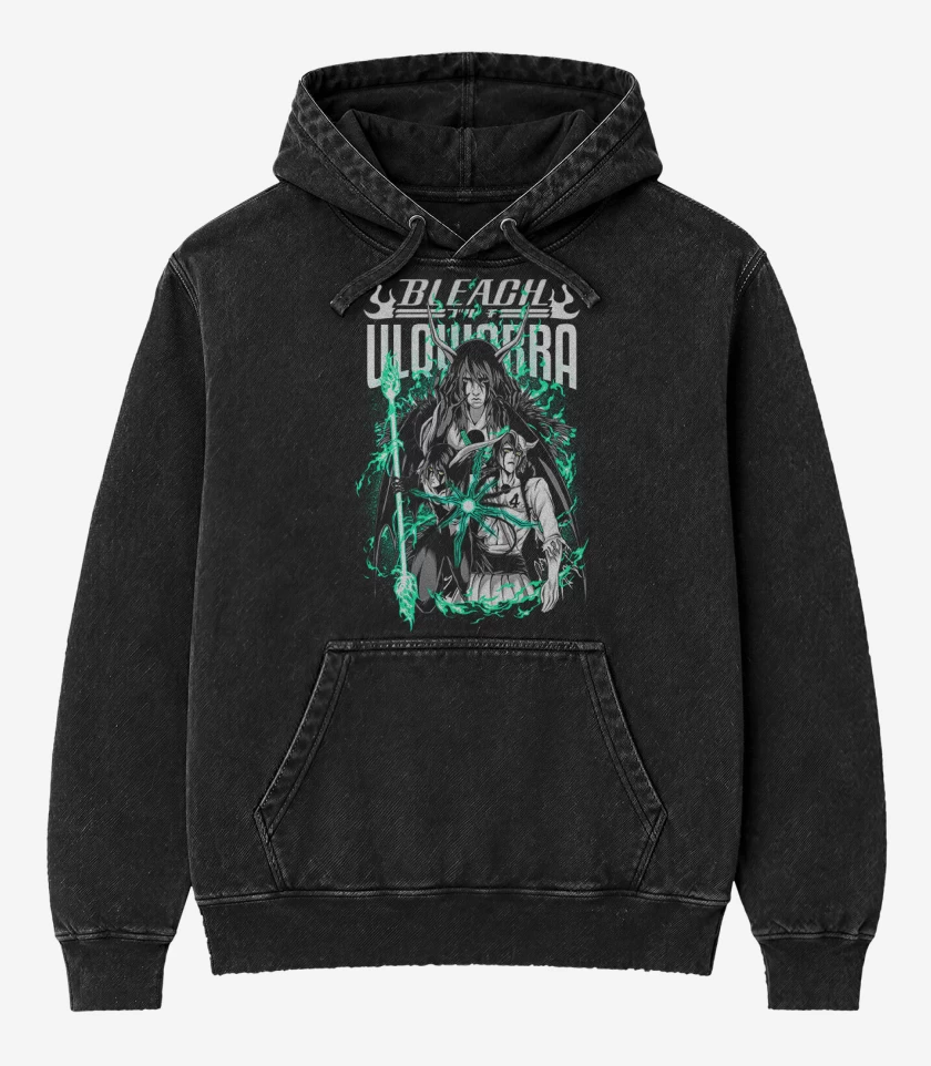 Poleron Canguro Acid Wash Negro de Ulquiorra