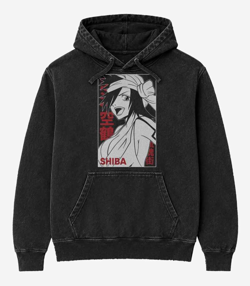 Poleron Canguro Acid Wash Negro de Shiba