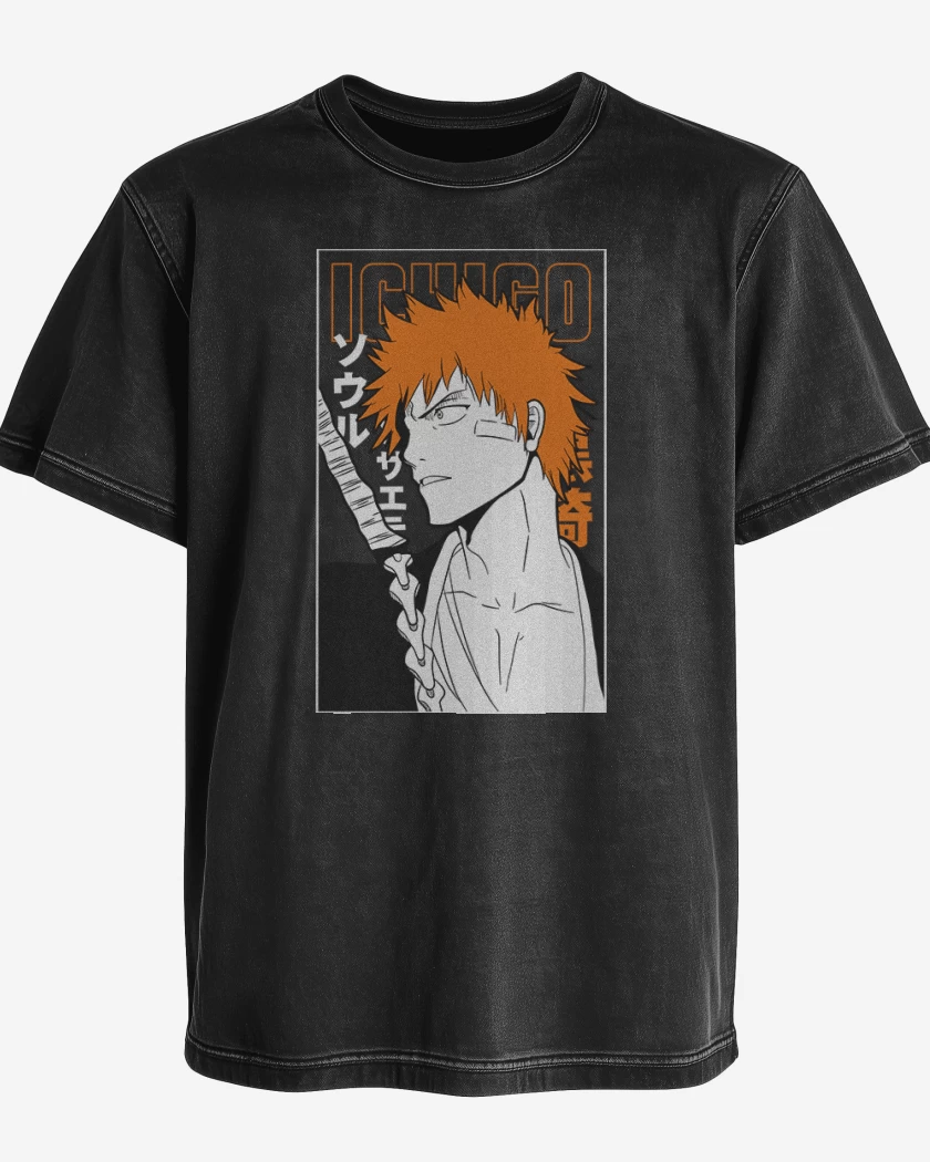 Polera desgastada Negro de Ichigo bleach