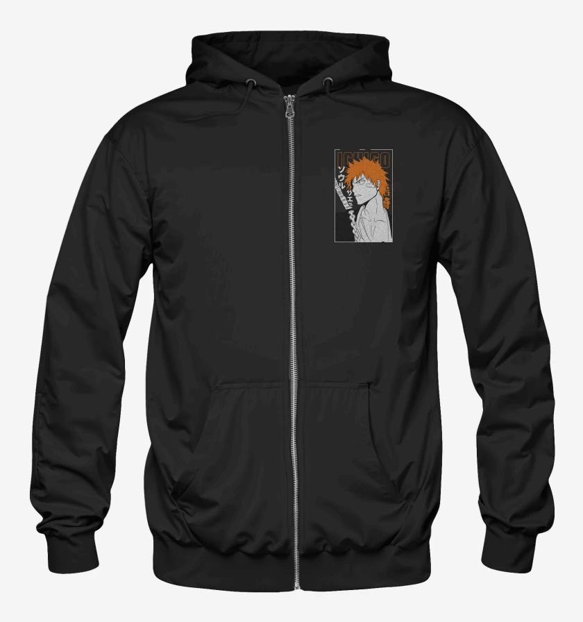 Poleron Canguro con cierre Negro de Ichigo bleach