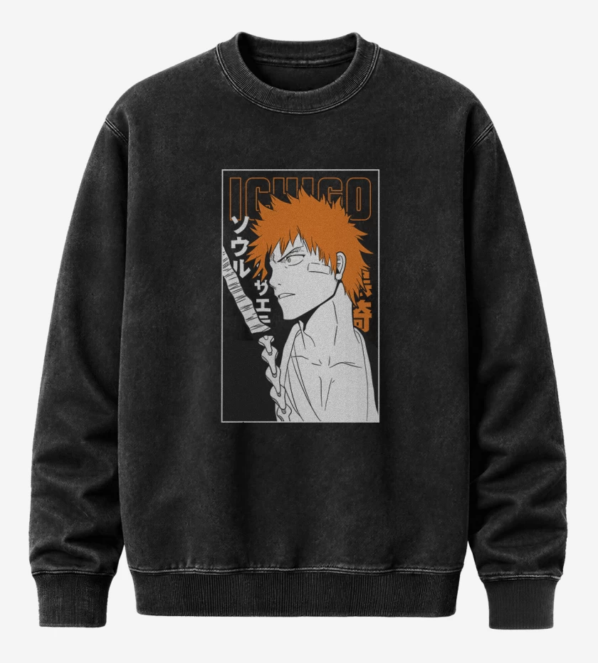 Poleron Polo Acid Wash Negro de Ichigo bleach