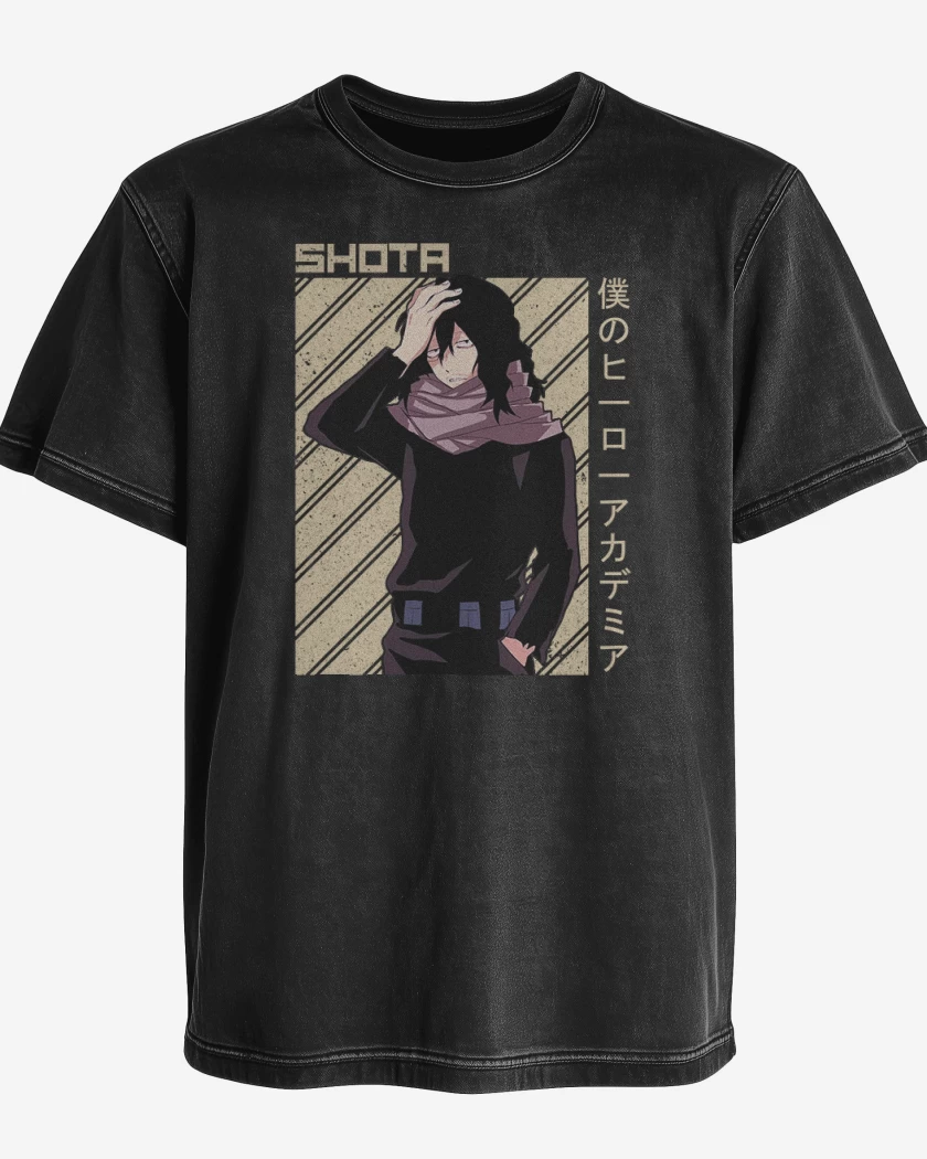 Polera desgastada Negro de Aizawa