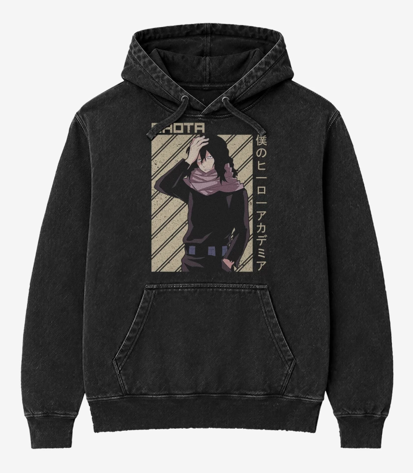 Poleron Canguro Acid Wash Negro de Aizawa