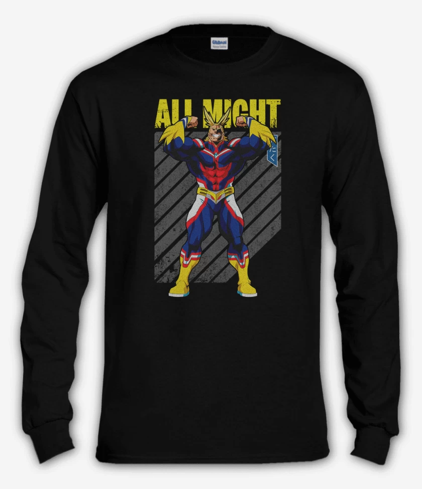 Polera manga larga Negro de All might 1