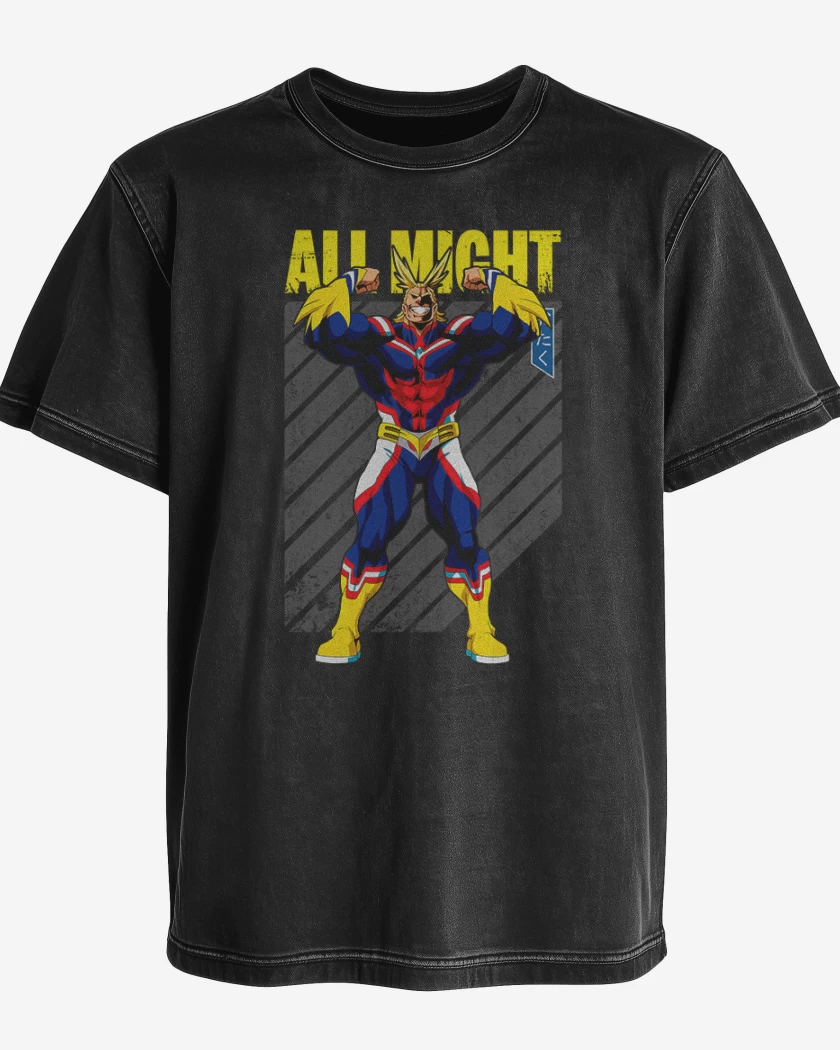 Polera desgastada Negro de All might 1