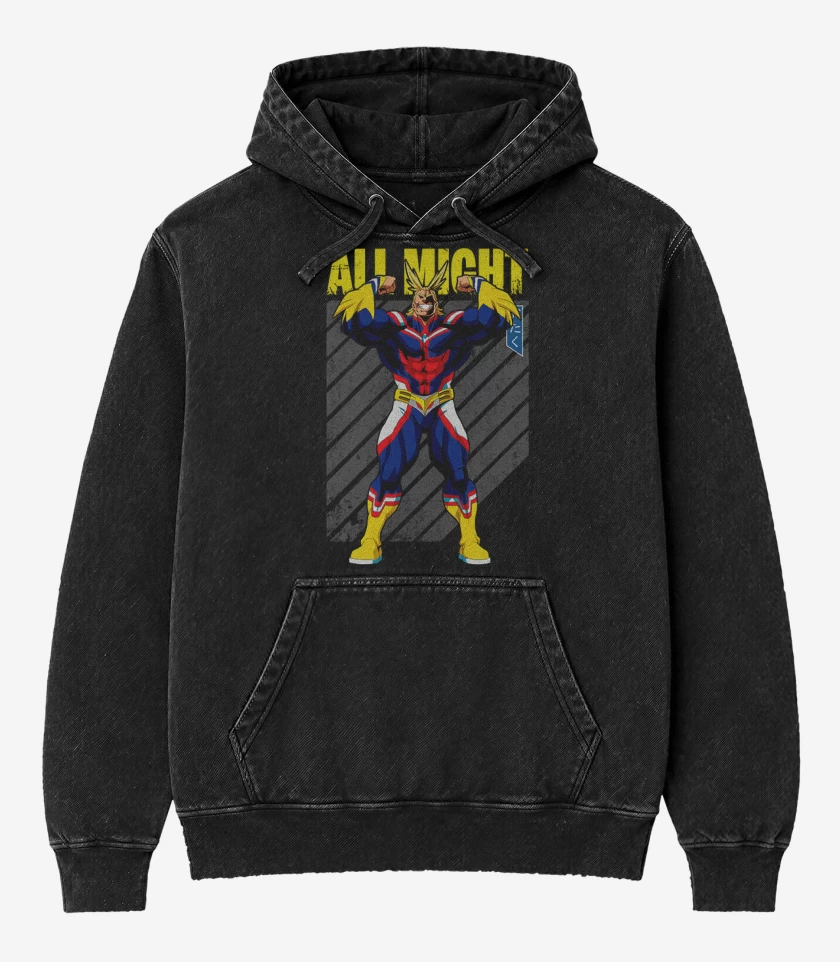 Poleron Canguro Acid Wash Negro de All might 1