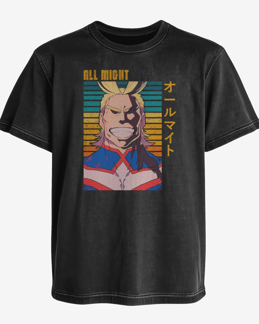 Polera desgastada Negro de All might 2