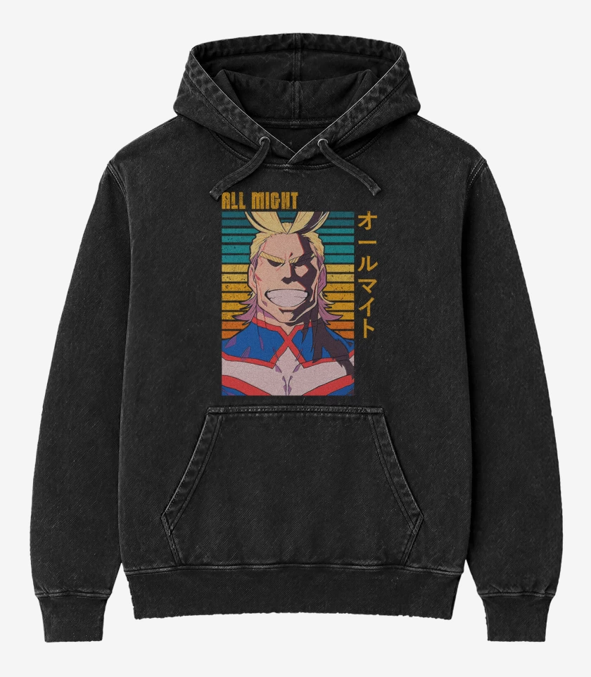 Poleron Canguro Acid Wash Negro de All might 2