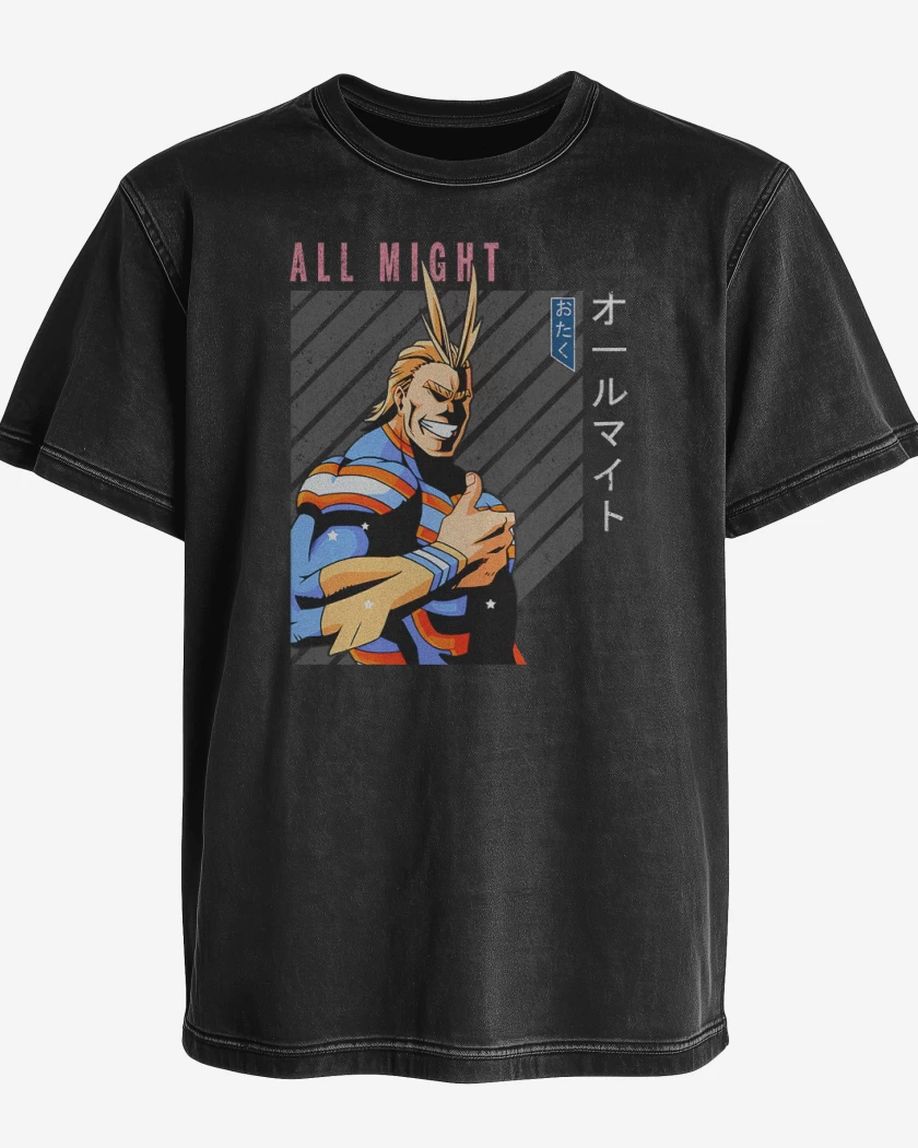 Polera desgastada Negro de All might 3