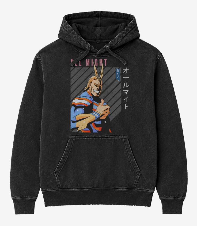 Poleron Canguro Acid Wash Negro de All might 3