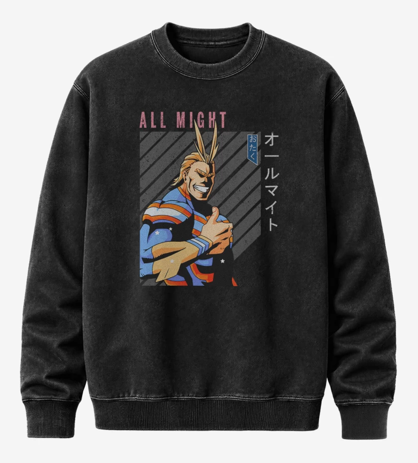 Poleron Polo Acid Wash Negro de All might 3