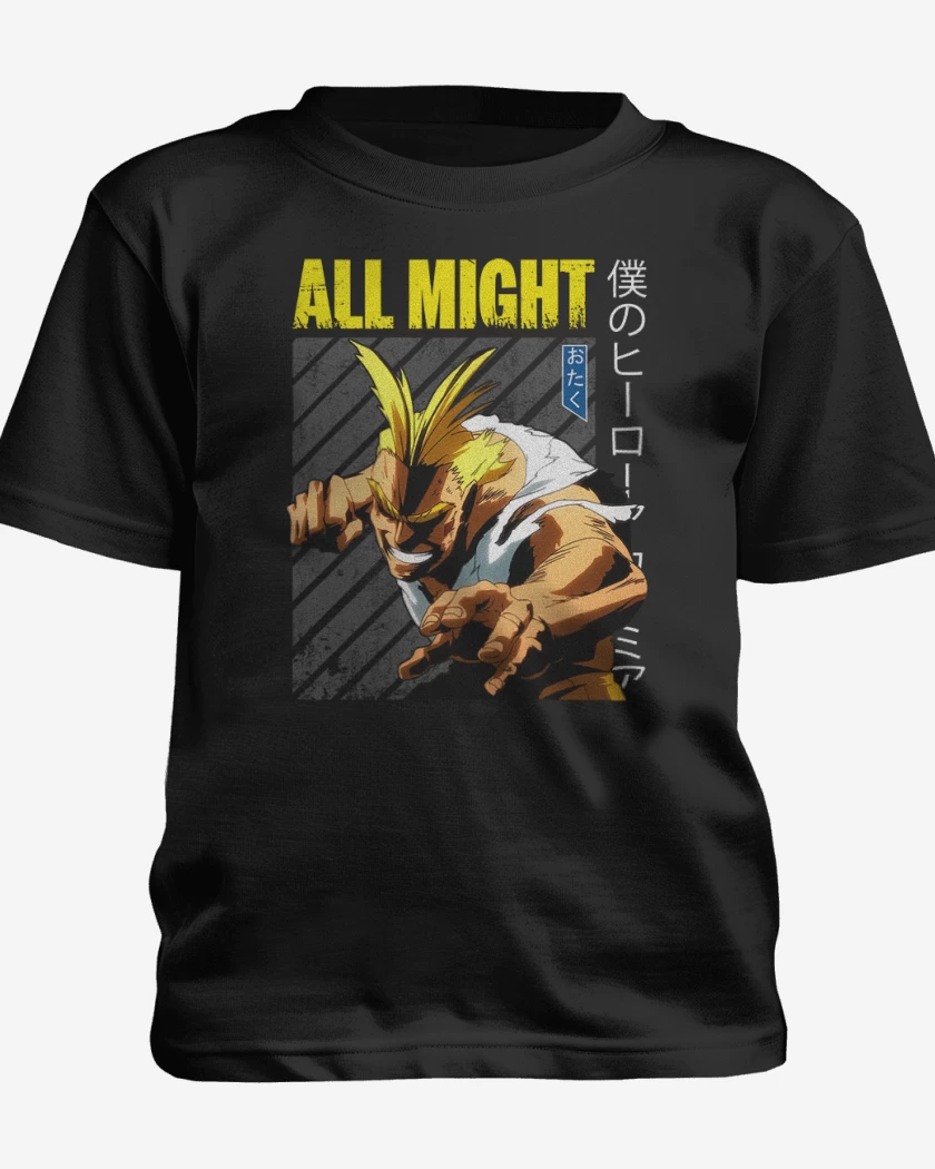 Polera de niño Negro de All might 4