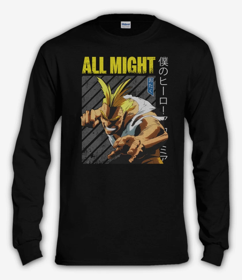 Polera manga larga Negro de All might 4