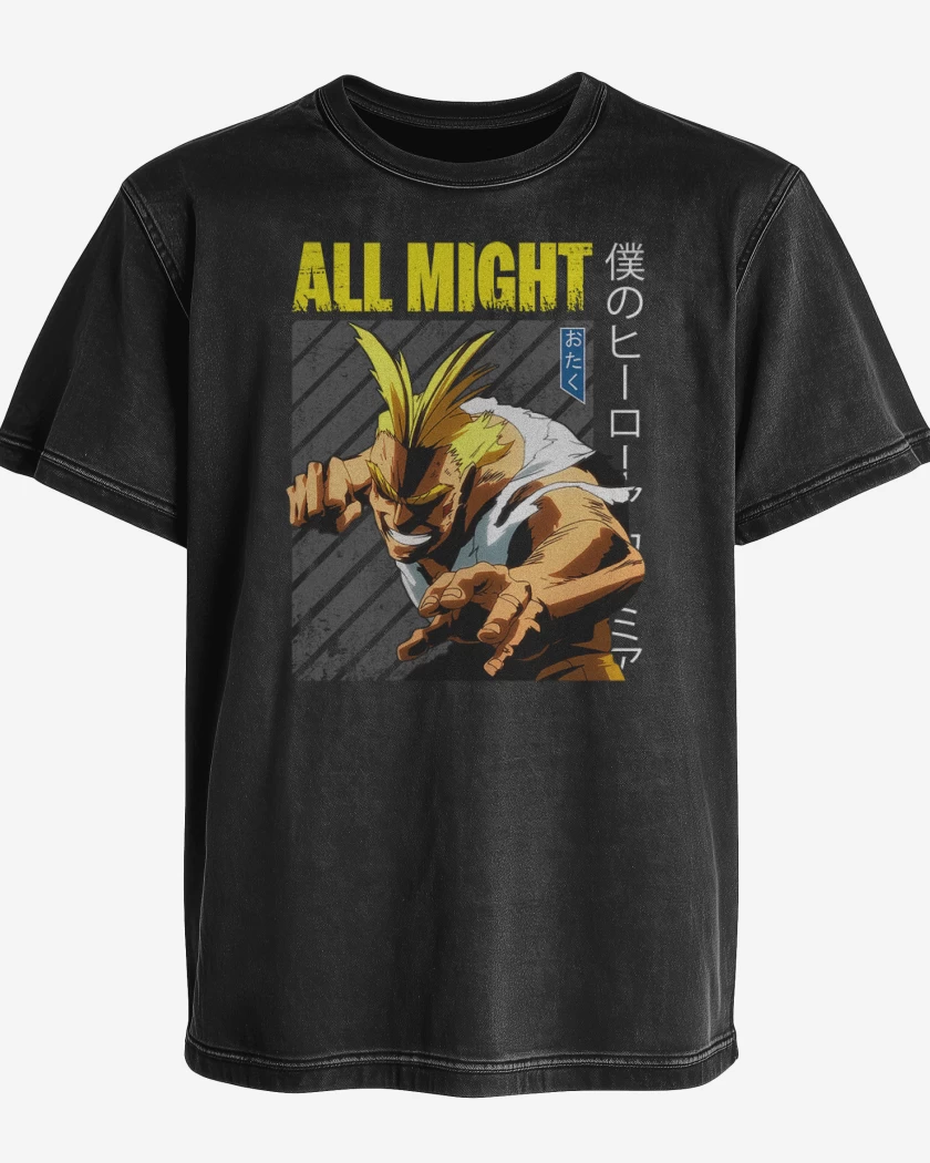 Polera desgastada Negro de All might 4
