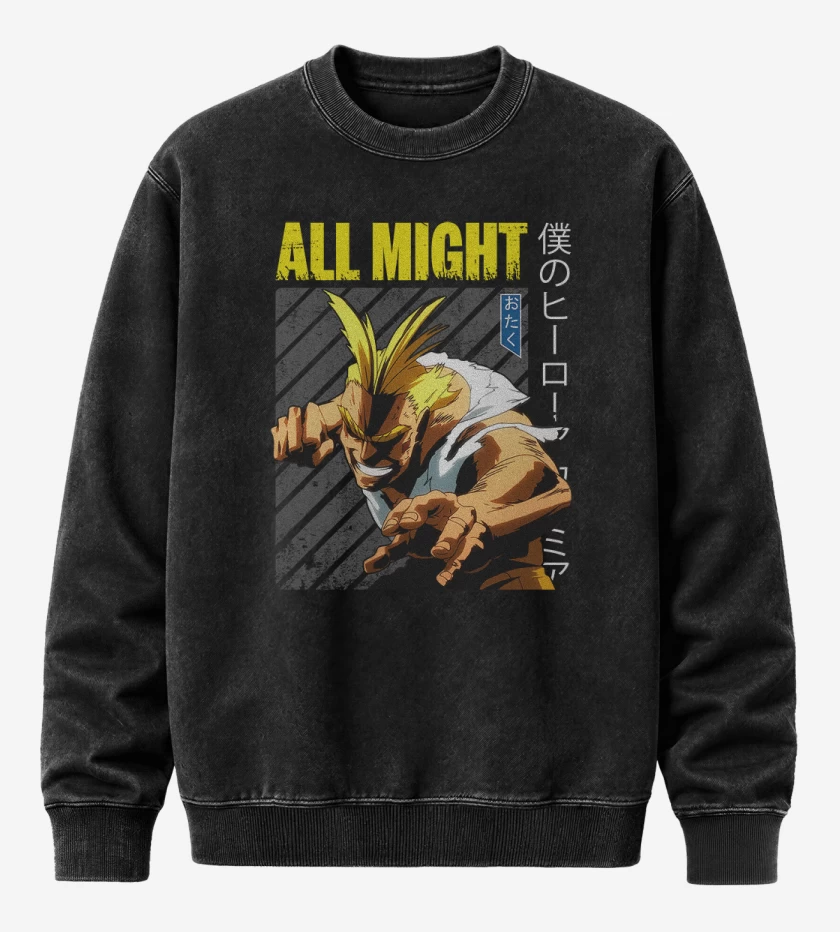 Poleron Polo Acid Wash Negro de All might 4
