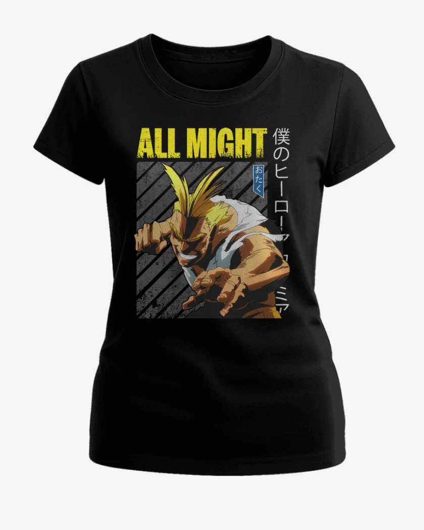Polera de Mujer Negro de All might 4