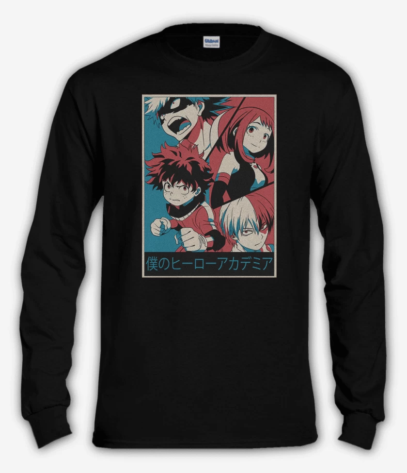 Polera manga larga Negro de Boku no Heros