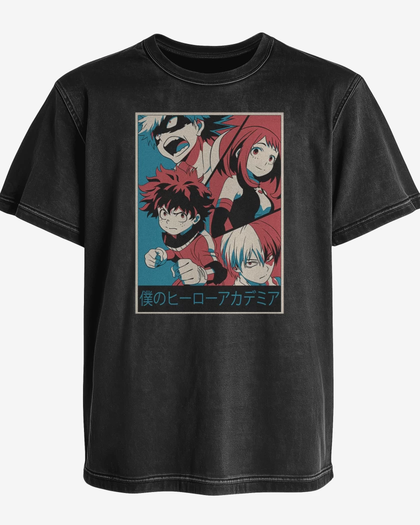 Polera desgastada Negro de Boku no Heros
