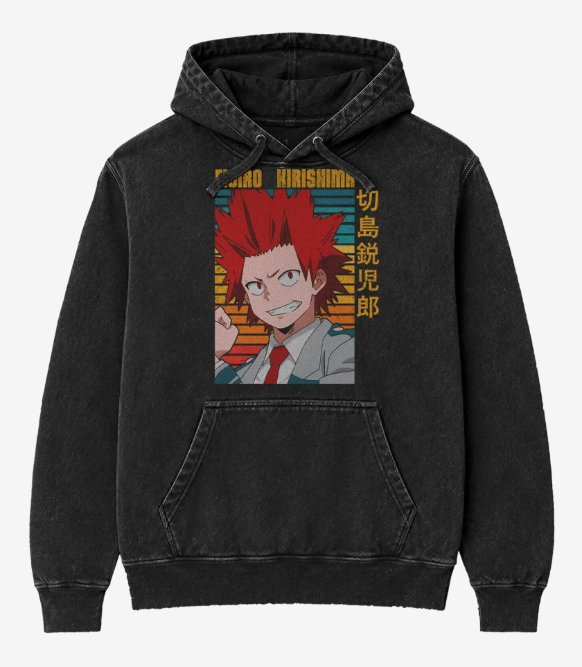Poleron Canguro Acid Wash Negro de Kirishima 1