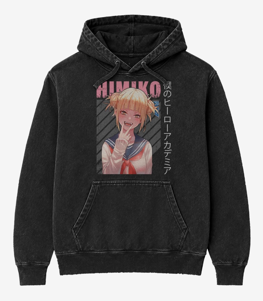 Poleron Canguro Acid Wash Negro de Himiko toga 2