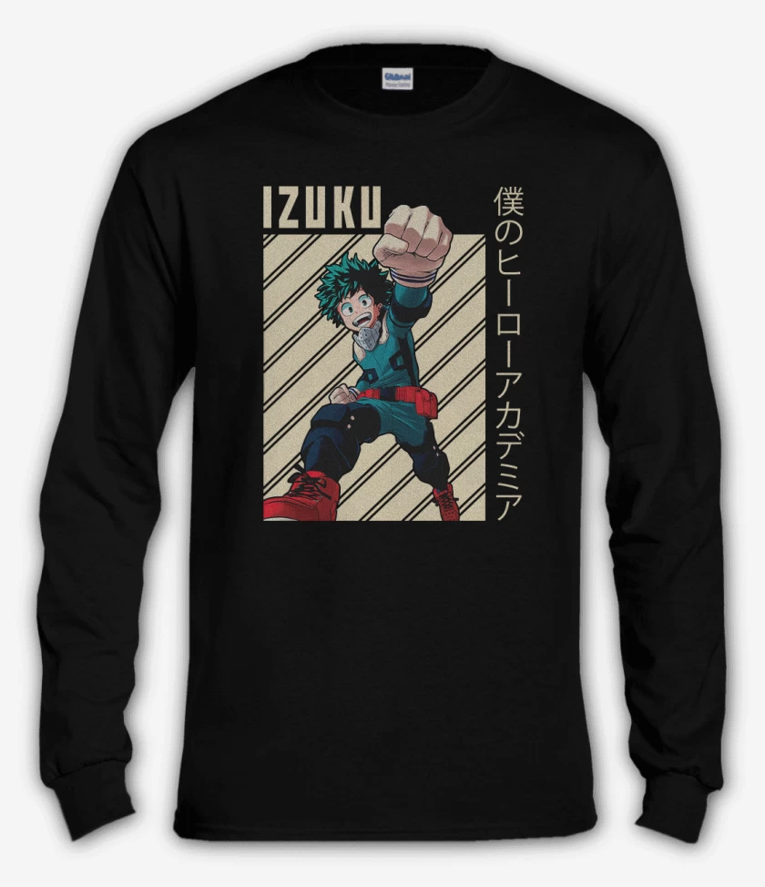 Polera manga larga Negro de Izuku midoriya