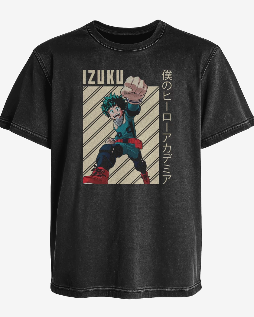 Polera desgastada Negro de Izuku midoriya