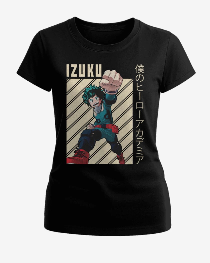Polera de Mujer Negro de Izuku midoriya