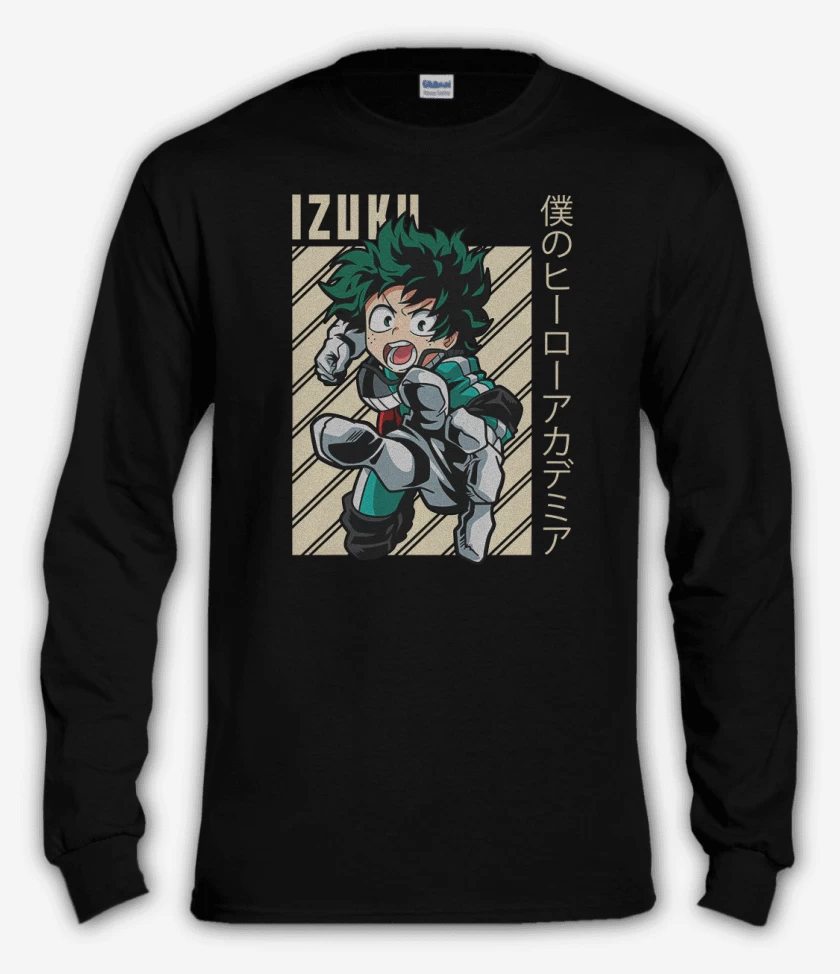 Polera manga larga Negro de Izuku midoriya 1 