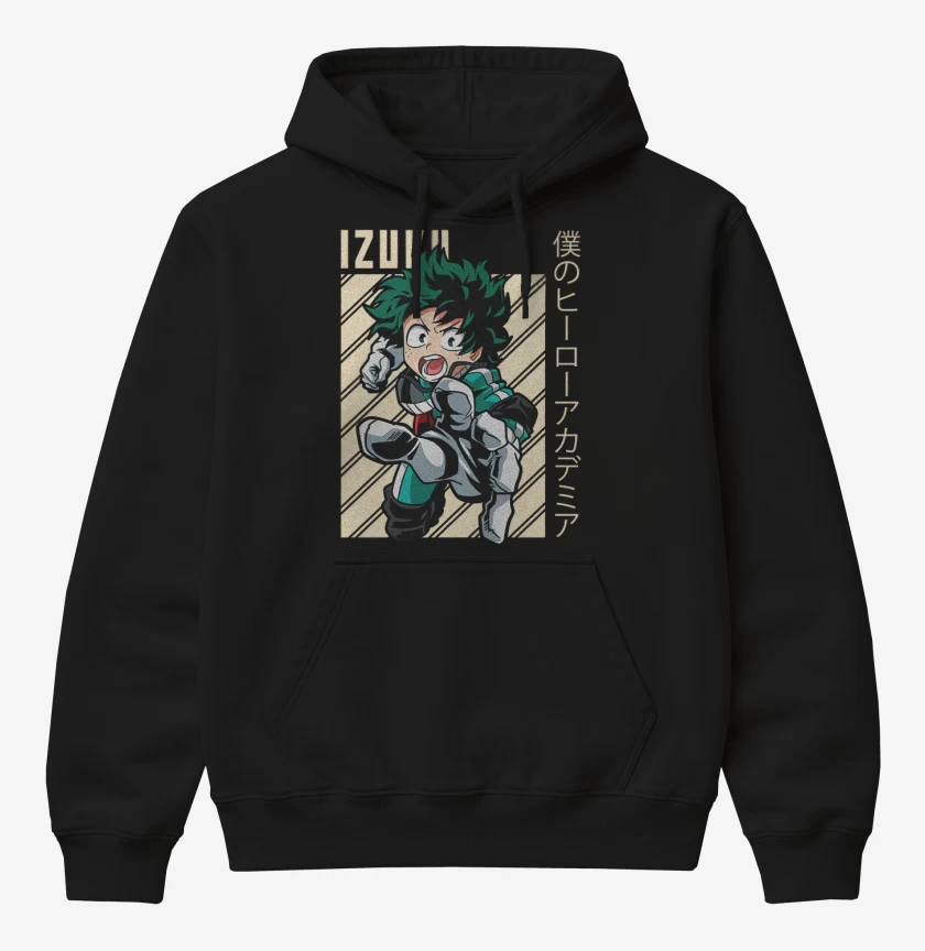Poleron Canguro básico Negro de Izuku midoriya 1 
